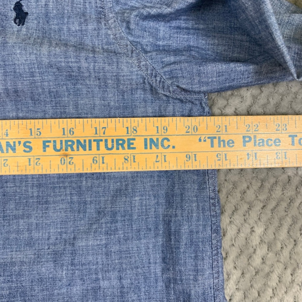 Ralph Lauren Boys XL 18-20 Blue Chambray Button Down Shirt Long Sleeve Pony - Picture 2 of 9